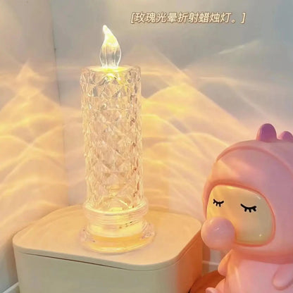 Led Flameless Candles Rose Crystal Led Candle Light For Christmas Valentine&