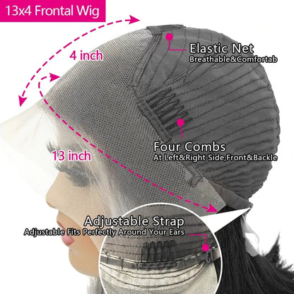 13x4 Straight Human Hair Lace Frontal Wig 