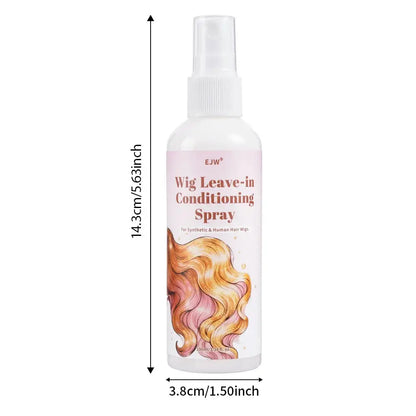 Wig Hair Care Oil Spray bottle showing hydrating and anti-frizz benefits for wigs.