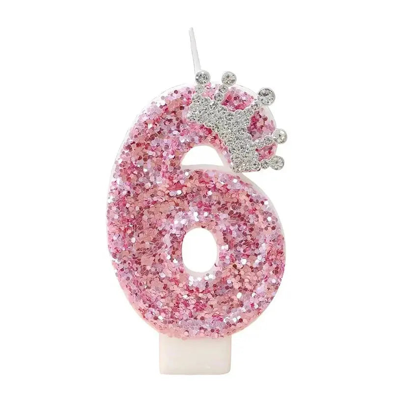 Cake Numeral Candles ，Birthday Candle  pink Colour Creative Candle Princess Crown Girl Happy Birthday Party Decoration Mysterious