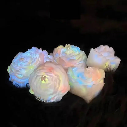 Low Temperature Candles Glow in The Dark White Peony Flower Shaped Luminous Candles Adult Heat Body Safe Drip Candles Wax Play Mysterious