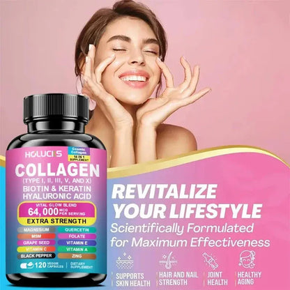 Organic Collagen Capsules Biotin Keratin Skin Care Product Booster-Skin Nail,Hair Care,Anti Aging,Whiteningand Joint Supplement Mysterious