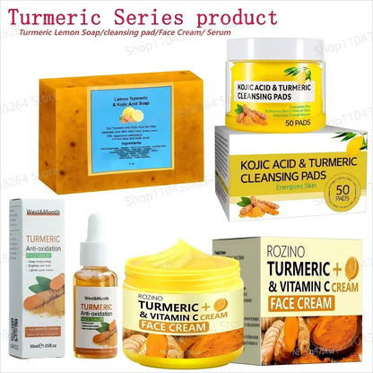 Turmeric Lemon Soap/cleansing pad/Face Cream/Serum Turmeric Series Skincare Product Brighten Skin Tone For All Skin Type Nourish Mysterious