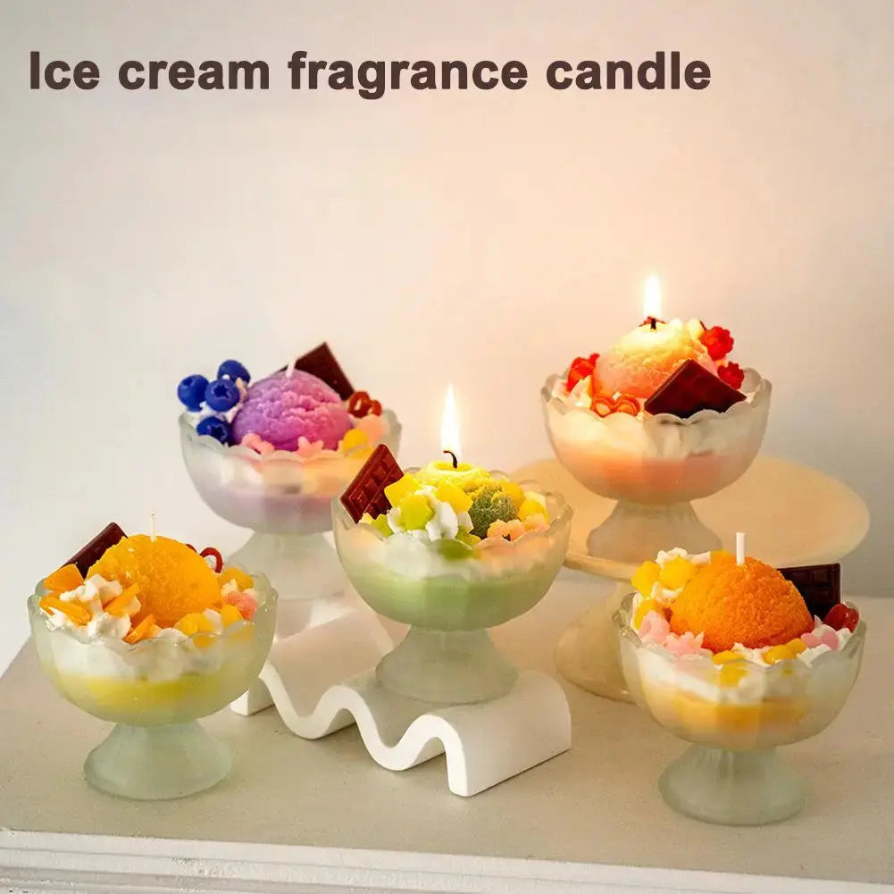 Ice Cream Scented Candle Decorative Scented Candle Nice-looking Bright Color Romatherapy Candles Home Decoration Mysterious