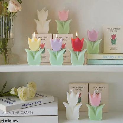 Tulip Scented Candles, Simulated Plant Shapes, Handmade DIY Candles, Party Decorations, Christmas and Birthday Gifts Mysterious