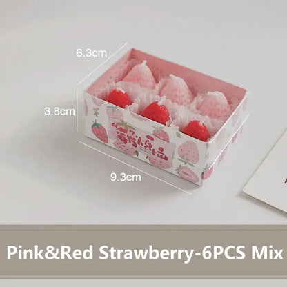 4/6/9PCS Strawberry Shaped Scented Candles Gift Box Handmade Realistic Fruit Scented Aromatherapy Mini Candles Home Decor Gifts Mysterious