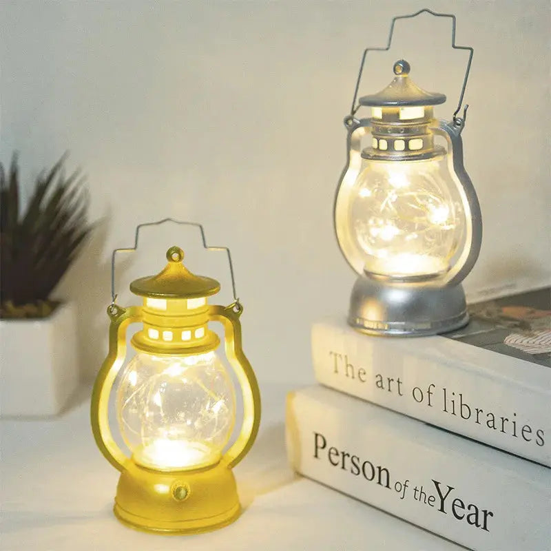Candle Holders lantern for Table Retro Flameless Kerosene Lamp Desktop Candlestick Chandelier Christmas New Year Night Light Mysterious