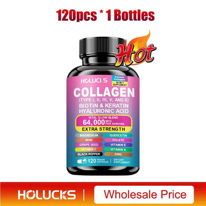 Organic Collagen Capsules Biotin Keratin Skin Care Product Booster-Skin Nail,Hair Care,Anti Aging,Whiteningand Joint Supplement Mysterious
