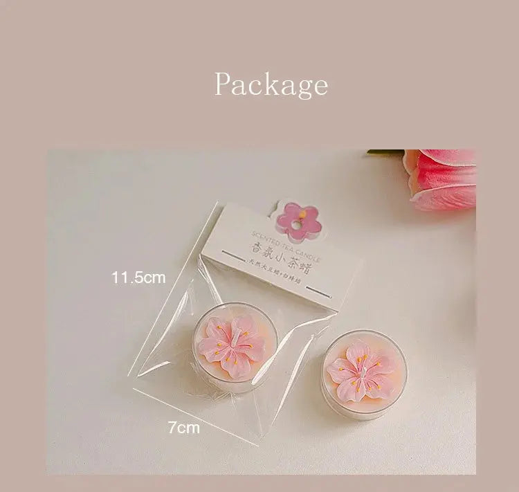 Handmade Peach Blossom Tea Candle Scented Candle Aromatherapy Soy Wax Candles Wedding Birthday Candle Party Home Decoration Mysterious