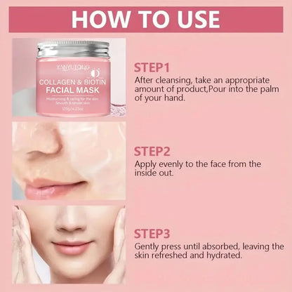 Collagen Peel Mask, Biotin Collagen Wrap Mask Day and Night, Deep Hydration, Night Care Mask Cream. Mysterious