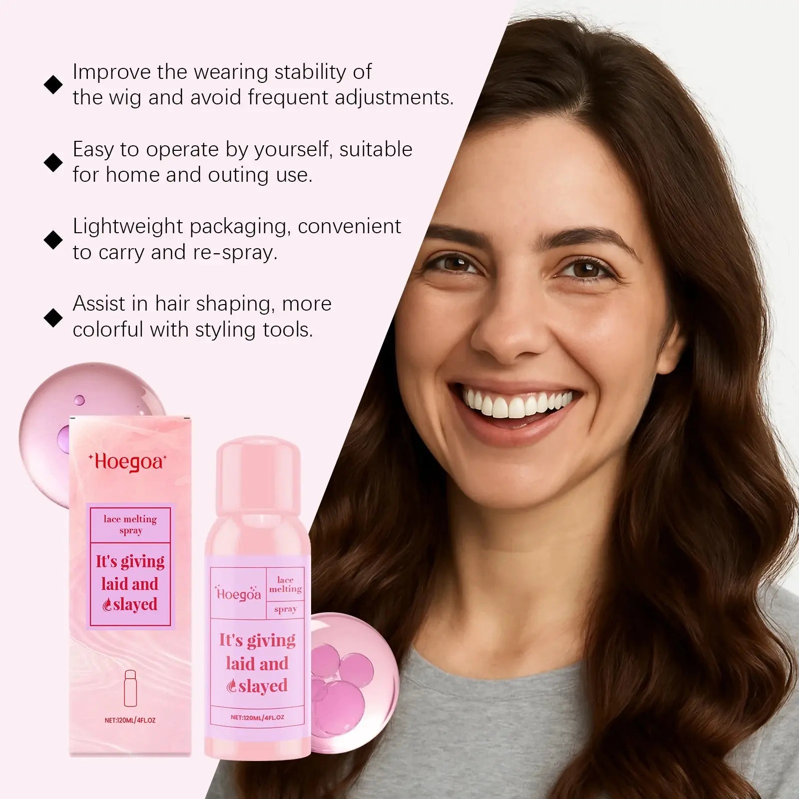 Waterproof wig adhesive spray for secure lace install