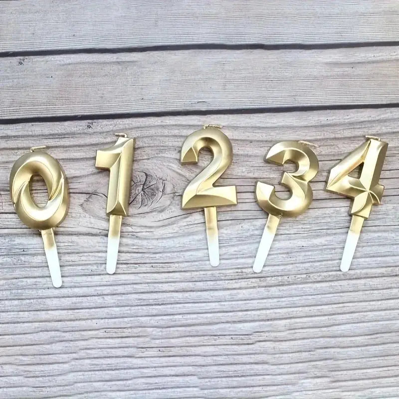 3D Gold Diamond Number Candles Large Birthday Cake Topper Wedding Anniversary Party Decorations for Home Celebration Supplies Mysterious