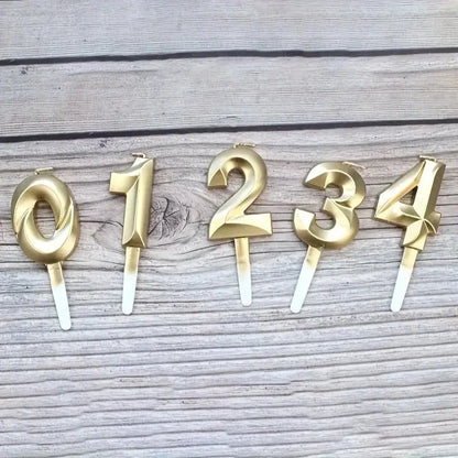 3D Gold Diamond Number Candles Large Birthday Cake Topper Wedding Anniversary Party Decorations for Home Celebration Supplies Mysterious