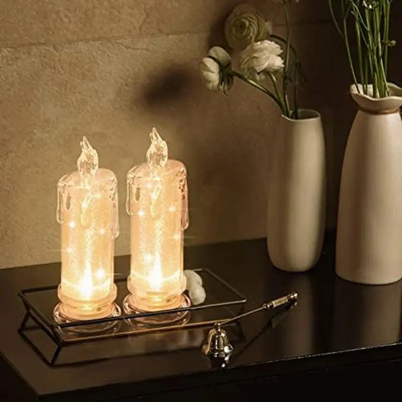 4PCS LED Flameless Candles ,LED Clearance Pillar Candles, Battery Included,Decoracion For Halloween Christmas White Mysterious