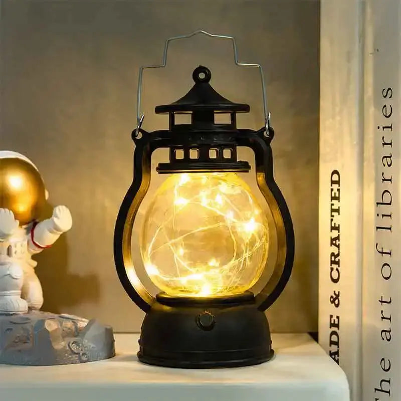 Candle Holders lantern for Table Retro Flameless Kerosene Lamp Desktop Candlestick Chandelier Christmas New Year Night Light Mysterious