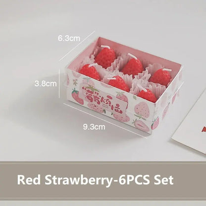 4/6/9PCS Strawberry Shaped Scented Candles Gift Box Handmade Realistic Fruit Scented Aromatherapy Mini Candles Home Decor Gifts Mysterious