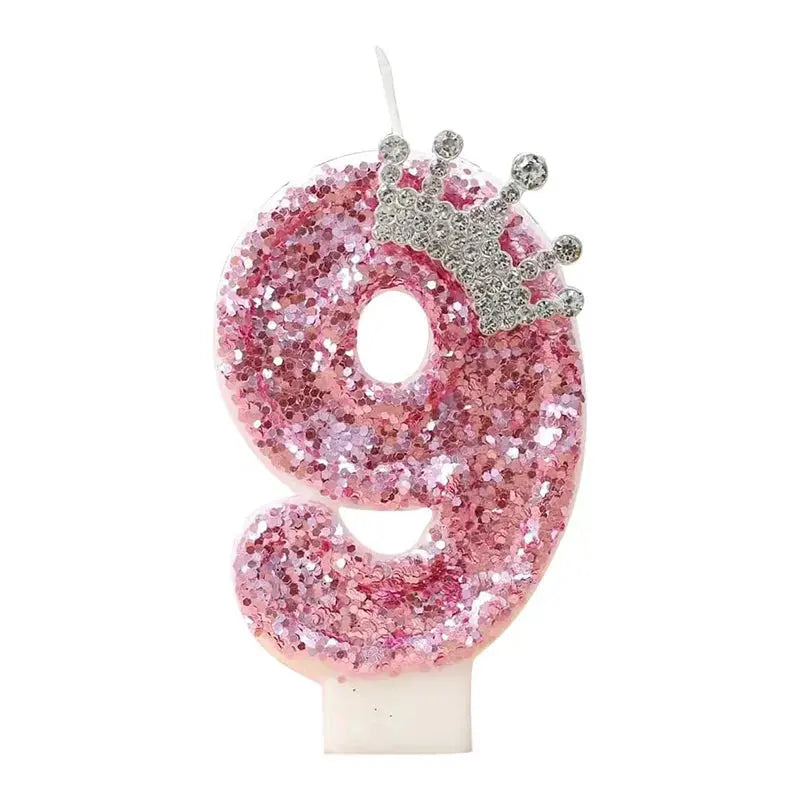 Cake Numeral Candles ，Birthday Candle  pink Colour Creative Candle Princess Crown Girl Happy Birthday Party Decoration Mysterious