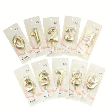 3D Gold Diamond Number Candles Large Birthday Cake Topper Wedding Anniversary Party Decorations for Home Celebration Supplies Mysterious