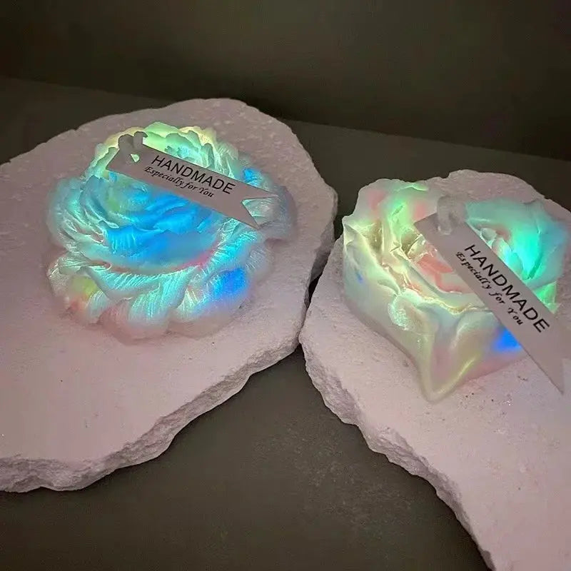 Low Temperature Candles Glow in The Dark White Peony Flower Shaped Luminous Candles Adult Heat Body Safe Drip Candles Wax Play Mysterious